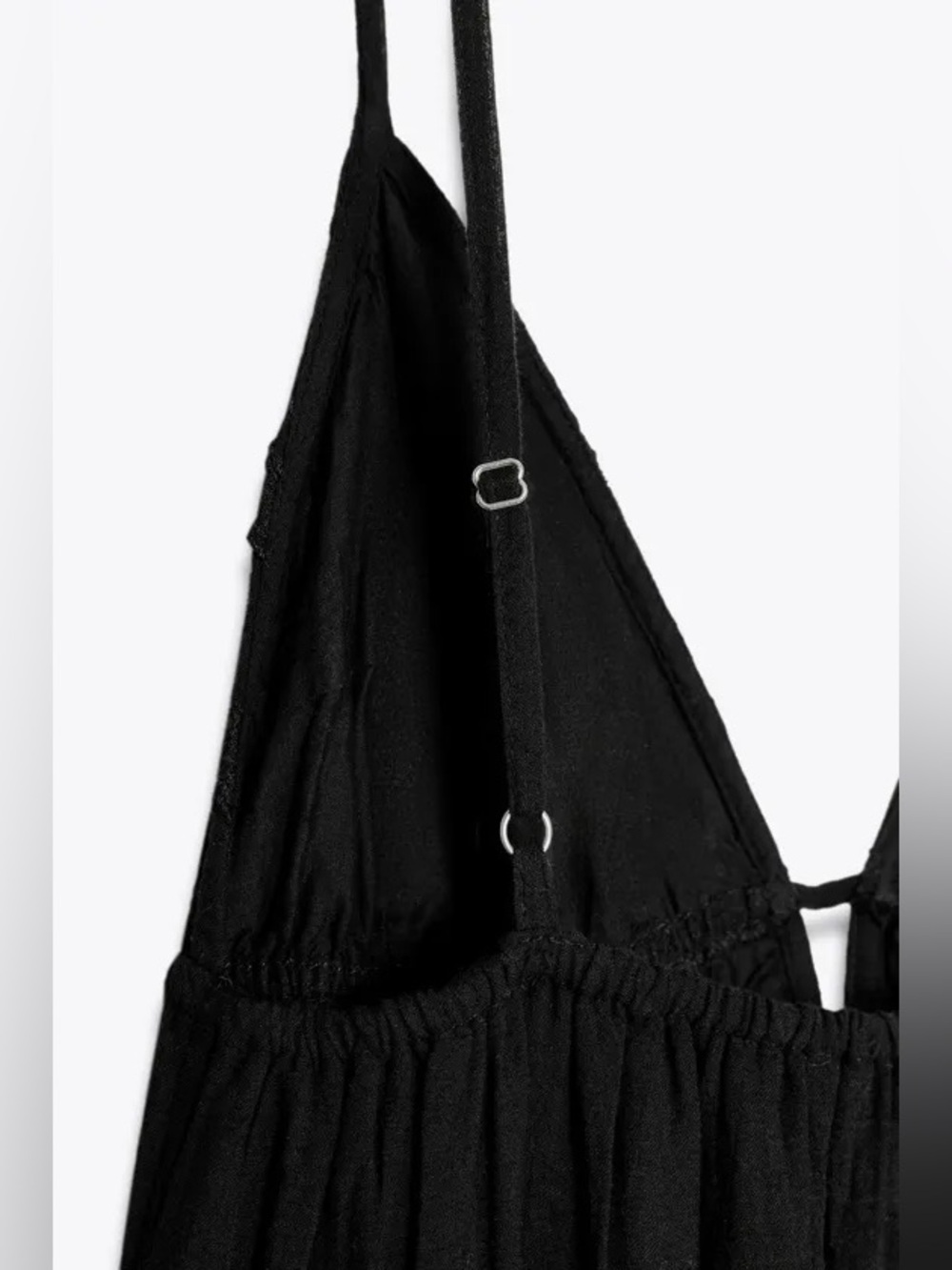 ZARA Gauzy Cotton Maxi Dress w Spaghetti Straps. Black. XS NWT - Picture 7 of 14